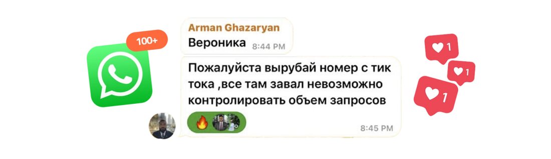 Сообщение агента в WhatsApp: вырубай номер с ТикТока, невозможно контролировать объем запросов